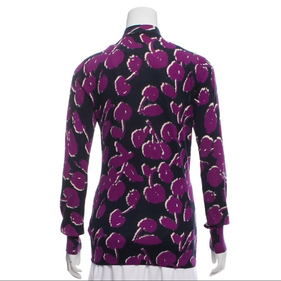 Tory Burch Button Up Cardigan Purple floral Print - Picture 3 of 4